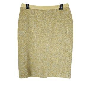Boden Yellow Herringbone Mini Skirt